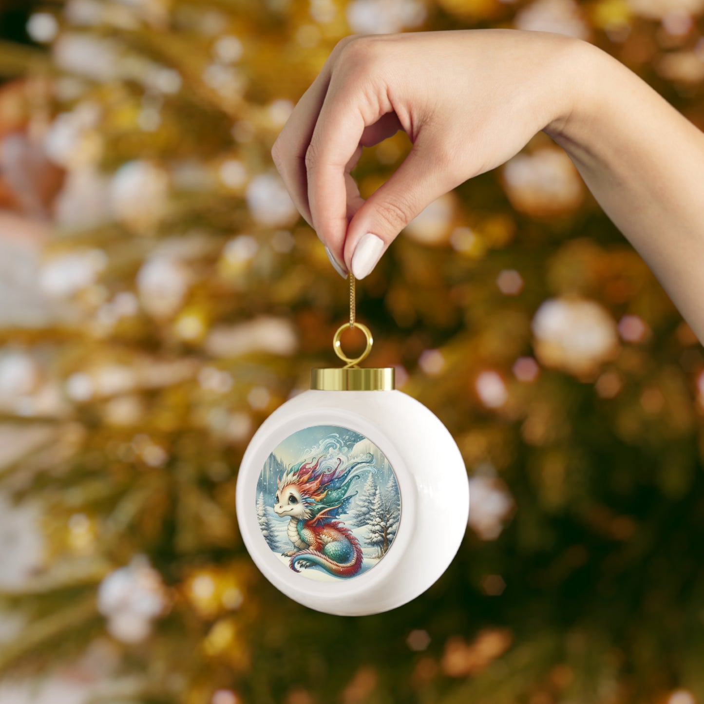 Christmas Ornament - Wintry Dragon Design