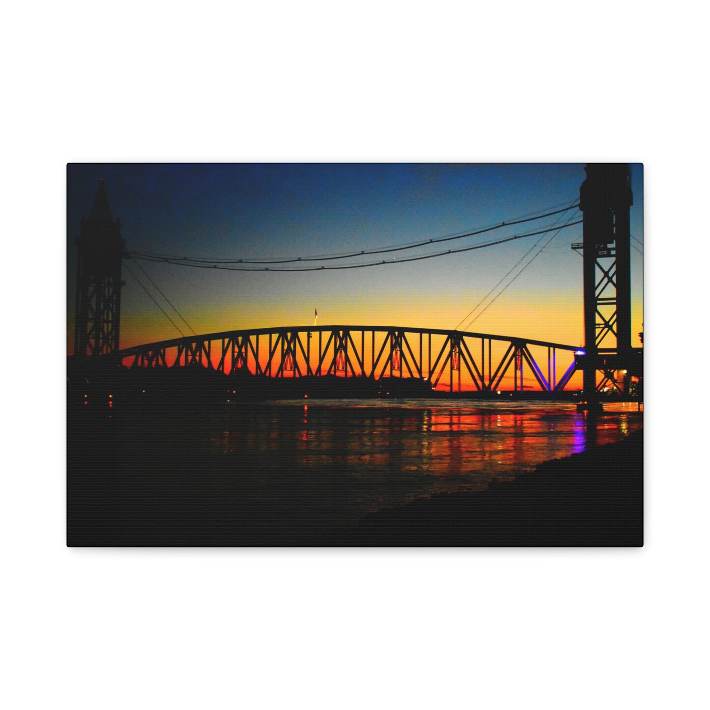 Canvas Print - Cape Cod Canal Train Bridge Photograph