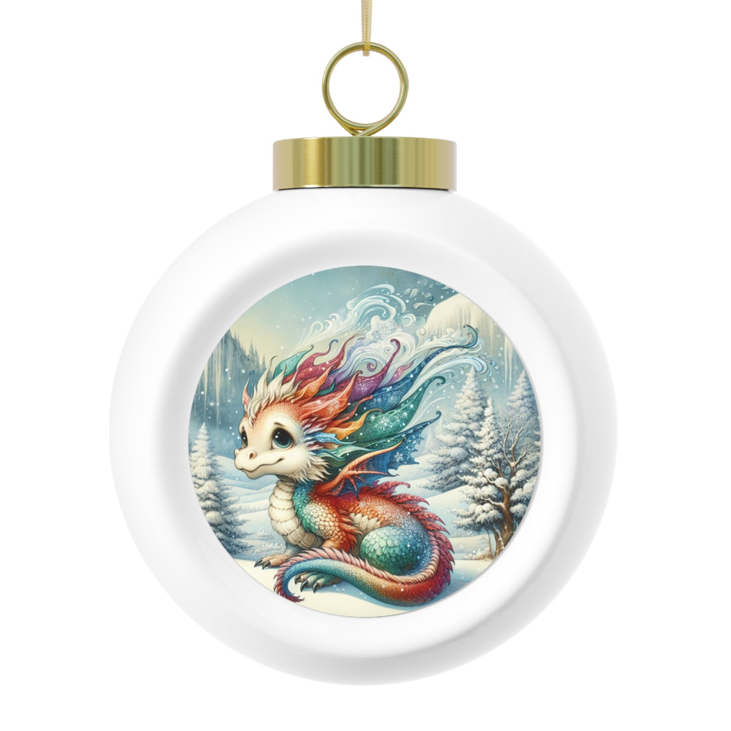 Christmas Ornament - Wintry Dragon Design